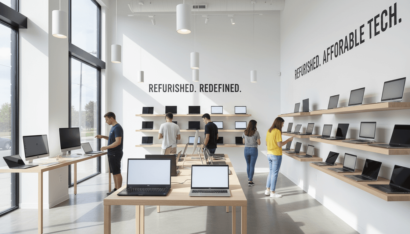 shelves with refurbished electronics
